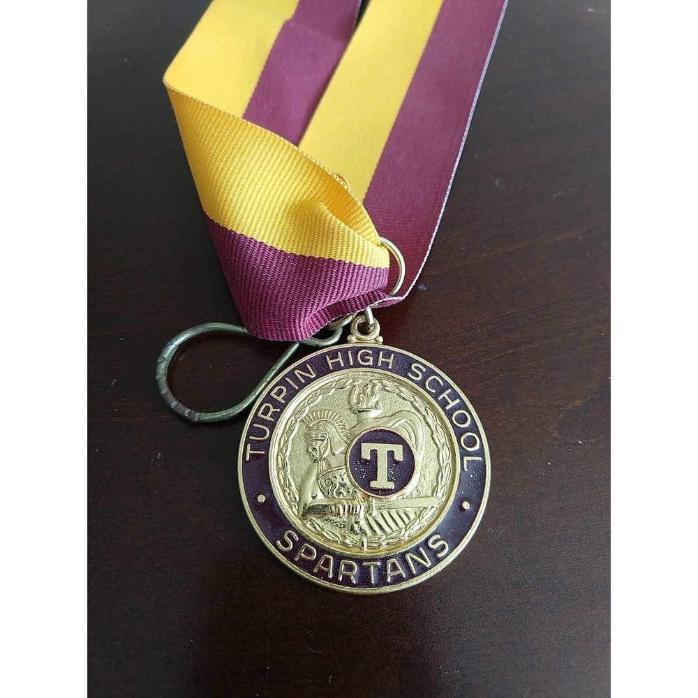 Turpin High School Spartans Graduation Medallion Maroon Gold Herff Jones